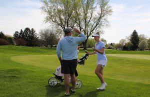 2026 Girls' Championship - Olivia Griswold is greeted by her father.